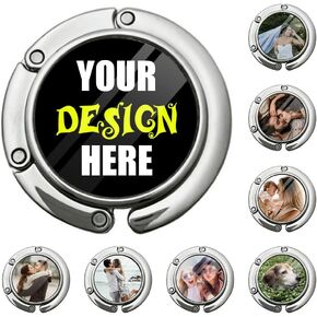 ANGELJUAN Custom Foldable Purse Hook Handbag Hangers for Table Handbag Storage Folding Personalized Photo Text, 1 PCS