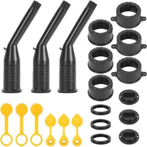 Universal Gas Can Spout Replacement Kit, Gas Can Nozzles Kit Includes Collar Caps, Vent Caps, Rubber Gasket, Spout Cover, 1 Kit Black