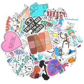 50PCS Nursing Stickers, Medical Stickers Vinyl Nursing Student Stickers Funny Nurse Stickers for Water Bottles Nursing Appreciation Planner Gifts Healthcare Worker Therapy Accessories