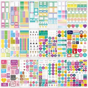 24 ورقة ملصقات مخططة للنساء من KIROYAL، ملحقات مخططة للمجلات والتقويمات، المخططات اليومية والاحتفالات الشهرية، تزيين الميزانية، 1400+ ملصقات سعيدة in Kuwait