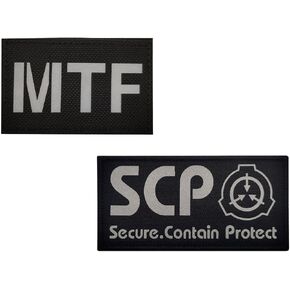 Reflective SCP MTF Patch,Special Containment Procedures Foundation Logo 3D,Embroidered Tactical Morale Military Patches Hook and Loop (2PCS B) in Kuwait