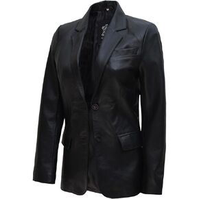 Decrum Womens Leather Jacket - Real Lambskin Leather Blazer Jackets for Women