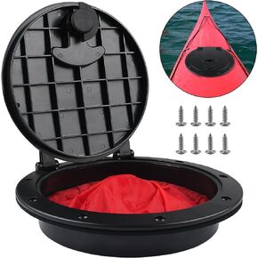 VEITHI Deck Plate Kit Deck Hatch with Storage Bag for Boat Kayak Rigging,Included Fasteners, Deck Plate Kit for Kayak-Black (6 Inch,8 Inch)