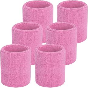 6 Pieces Wrist Sweatbands Sports Wristbands Cotton Sweat Band for Football Basketball, Running, Gym, Working Out