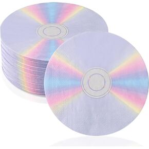 100 Pack CD Paper Napkins 90's Party decorative Napkins Disc Disposable Beverage Luncheon Napkins for Disco Music Party Decorations Back to 1990s Party Tableware Decor