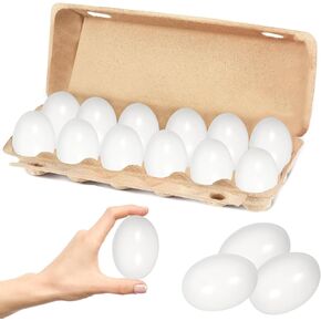 Wooden Fake Eggs White Wooden Eggs, Perfect for Easter Crafts, Décor and Egg Hunts, 2.3" Inches (6-Pack)
