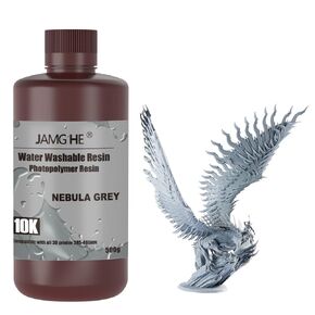 3D Printer Resin,JamgHe 10K Water Washable Resin for LCD DLP SLA 405nm Printer UV-Curing Photopolymer Rapid High Precision Low Odor Standard Resin (High Clear, 1000g)