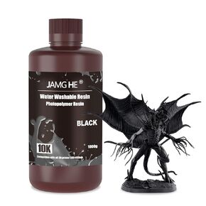 3D Printer Resin,JamgHe 10K Water Washable Resin for LCD DLP SLA 405nm Printer UV-Curing Photopolymer Rapid High Precision Low Odor Standard Resin (High Clear, 1000g)