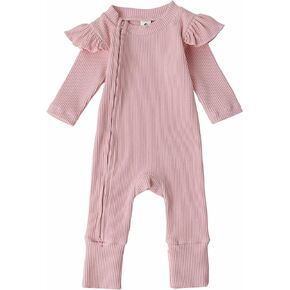 PURSKYY Baby Girl Valentines Day Romper Infant Outfits Newborn Footed Bodysuit Ruffle Hat Baby Cotton Spring Clothes