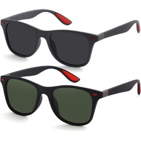 Teumire Polarized Square Sunglasses for Men Outdoors Sports Driving Sun glasses UV Protection Glasses 2 Pack