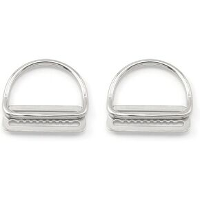 heyous 2pcs Stainless Steel 5cm/2'' Weight Belt Keeper Stopper & Bent D Ring Webbing Harness Belt Retainer Stopper Freediving BCD Accessories, Silver