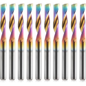 CNC Router Bits Single Flute End Mill for Aluminum Cutting - 1/8 Inch (3.175mm) Shank Solid Carbide Spiral Router Bits with DLC Coating, 3/5'' (15mm) Cutting Length CNC Bits Milling Cutter (10PCS) in Kuwait