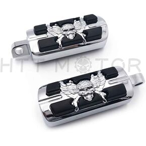 HTTMT MT216-060- Motorcycle Chrome Zombie Pirate Foot Pegs Compatible with most models w/Harley male mount-style footpeg supports Dyna Touring