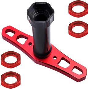 HobbyPark Aluminum 17mm Wheel Nuts with Hex Wrench for Arrma Typhon Kraton 6S 3S Traxxas E-Maxx E-Revo 1/8 RC Cars Monster Trucks Off Road Buggy, 4pcs (with Red Nuts)