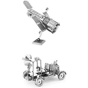 Set of 2 Metal Earth 3D Laser Cut Models: Hubble Telescope & Apollo Lunar Rover