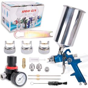 طقم مسدس رش HVLP 1.4 مم 1.7 مم 2.5 مم فوهات كوب ألومنيوم 1000 سي سي مع مقياس مسدس رش تغذية الجاذبية HVLP لطلاء السيارات التمهيدي للسيارة، طلاء الجدران، رش سطح الأثاث، طلاء القاعدة in Kuwait