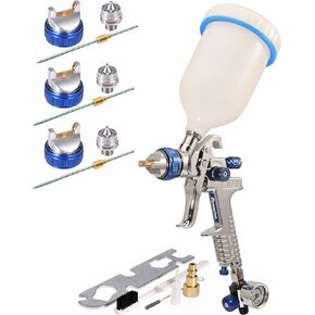 Dynastus 22 Oz. HVLP Air Spray Gun Auto Car Detail Paint Sprayer, Replaceable 3 Nozzles 1.4mm 1.7mmm 2.5mm, with Filter and Air Regulator