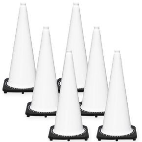 Mr. Chain's JBC Revolution Series Traffic Cones, White, 28-Inch Height, Pack of 6 (97501-6A)