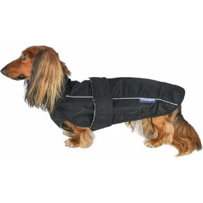 DJANGO City Slicker All-Weather Dog Jacket & Water-Repellent Raincoat with Reflective Piping (Small, Black)
