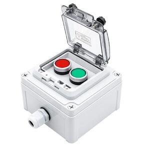 OELFFOW IP67 Button Switch Outdoor Waterproof Box Red Button Emergency Stop with Protective Cover Anti-misoperation Switch(AC/DC 6A-110V/3A-240V/2.5A-380V)