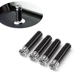 dawfall 4 PCS Car Carbon Fiber Door Lock Knob Cover Kit, 1.45" x 0.39" Door Lock Pin Cover Decoration, Interior Door Pull Pin Lock Modification Accessories, Universal for Most Cars Trucks (Black)
