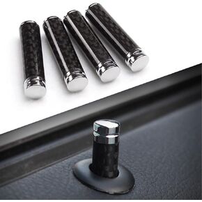 TimNas 4 Pack Car Door Lock Knobs, Carbon Fiber Car Interior Door Lock Pull Pins, Universal Auto Door Lock Pin Cover, Car Accessories for Car, SUV, Truck (Black)