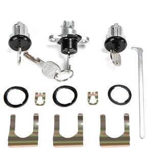 PY472 Doors & Hatch Lock Cylinder Set Fit for 1993-2002 Camaro/Firebird, Black Face Caps