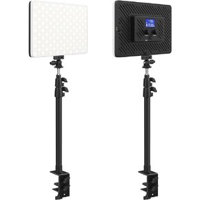 2 Packs LED Video Light with 63" Tripod Stand, QEUOOIY 20W Bi-Color Photography Lighting Kit, Dimmable 2500-8500K Studio Conference Light, Built-in 8000mAh Battery for YouTube/TikTok/Vlog/Streaming