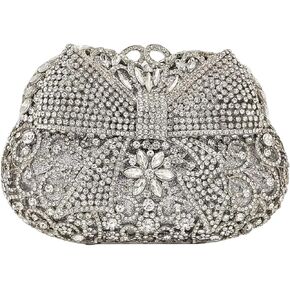 HUANG ZHUANG Crystal Clutch Bowknot Women Elegant Handbag For Wedding Prom Banquet Purses Party Bag