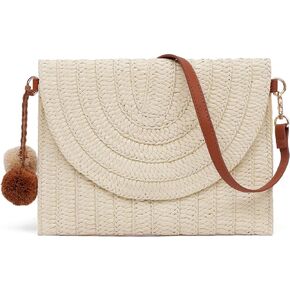 Kiss Sea Straw Beach Bag Beach Clutch Purse Crossbody Purses Small Purses for Womens Crossbody Purse Travel Purses for Women Vacation Bag Women'S Clutch Handbags Vacation Bag Rattan Purse