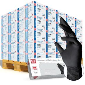 Basic Medical Black Nitrile Exam Gloves - Latex-Free & Powder-Free, 5 mil Gloves, NGPF-1045(pack of 100), Medium
