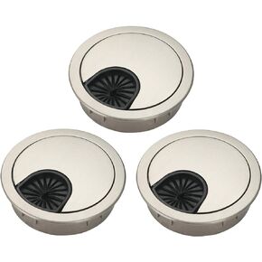 3 Pcs Satin Nickel Metal Cable Grommet, Zinc Alloy Desk Table Grommet Cable Cord Hole Cover for Home and Office, Fits 2inchs Hole 50MM Black