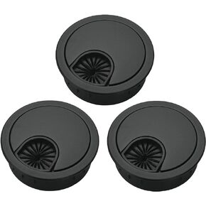 3 Pcs Satin Nickel Metal Cable Grommet, Zinc Alloy Desk Table Grommet Cable Cord Hole Cover for Home and Office, Fits 2inchs Hole 50MM Black