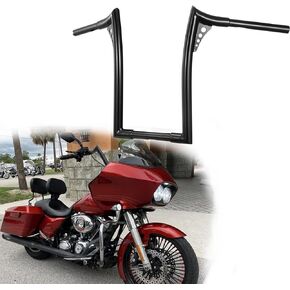 Tigersgate 12" Road King Ape Hangers 1.25" Bat Wing Road Glide Handlebars for Sportster & Dyna & Softail, (Black)