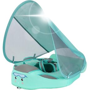 Baby Swim Float - Mambobaby Float with Canopy Add Tail, Avoid Flip Over, Non-Inflatable Solid Baby Float, Upgrade Soft Skin-Friendly, Adjustable Safety Strap, UPF 50+ Infant Pool Swimming Ring in Kuwait