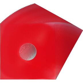 (25) 12" Colored Vinyl Record Jackets with Center Hole - Red #12JWREHH