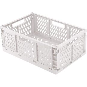 Pastel Crates, Extra Large Size(16.7 X 11.2 X 6.5 in), Storage crates plastic stackable, Desktop Storage Crates, Folding for Home Kitchen Bedroom Office, Blue