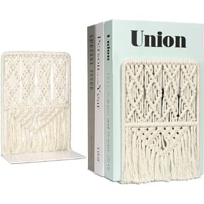 نهايات كتب AELS Boho Macrame، نهايات كتب معدنية شديدة التحمل، دعامات زخرفية فريدة للأرفف، سدادة للكتب/الأفلام/الأقراص المضغوطة، عيد الشكر (الماس - زوجان)