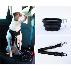 2 Piece Set Adjustable Harness for Dog seat Belt for Large and Small Dogs. Retractable Cup Useful for Them. Dog seat Belt for car, Shockproof car Harness