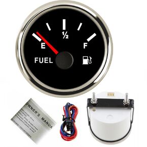jiecaizi 52mm Gas Fuel Level Gauge 0-90 Ohms - Accurate Readings Versatile Compatibility Durable Design - Black Dial with Silver Frame - Ideal for Cars Trucks Marine and More