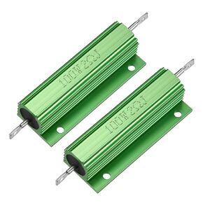 Uxcell 2 قطعة مقاومة من الألومنيوم 100 وات 2 أوم سلك أخضر لمحول استبدال LED 100 وات 2RJ