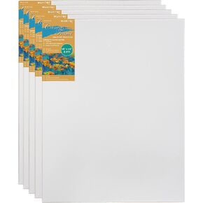 ™ 2-PC Cotton Stretched 18" x 24" Double Primed Gesso Wooden Frame to Smooth Surface & Reduce Absorbency, for Acrylic, Oil Paints, Acid-Free, Medium Weight Blank, White. 18 x 24 Canvas.