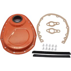 GSKMOTOR Orange SB Chevy Timing Chain Cover Kit for V8 SBC 283 305 327 350 383 400 V8 Complete SBC Gasket Seal Bolts Set
