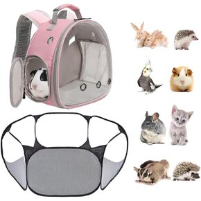 Small Animals Tent, Breathable Transparent Pet Playpen Pop Open Outdoor/Indoor Exercise Fence, Portable Yard Fence for Guinea Pig, Rabbit, Hamster, Chinchillas and Hedgehogs