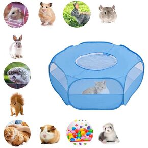 Mantouxixi Small Animal Playpen مع غطاء، حيوان شينشيلا، الهامستر، الأرنب، الأرانب، قطة صغيرة فيريت روضة مع غطاء - أزرق
