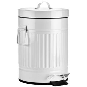 Autumn Alley Small Farmhouse Bathroom Trash Can - Pet Proof Matte Black Trash Can with Lid for Rustic Bathroom, Farmhouse Kitchen Step Trash Can, Retro Metal Wastebasket 5L, 1.3 Gallon,