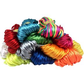 2mm Satin Nylon Trim Cord, Rattail Silk Cord,14 Bundles 154 Yards Assorted Colors Nylon String for Beading Jewelry Making, Kumihimo Rattail, Chinese Knot
