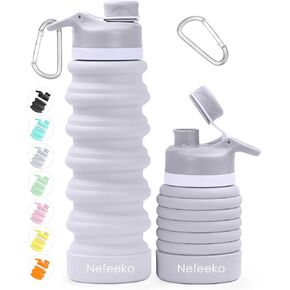 Nefeeko زجاجة مياه قابلة للطي، 26oz سيليكون زجاجات مياه قابلة للطي مانعة للتسرب BPA زجاجات مياه للسفر مع حلقة تسلق، زجاجات مياه رياضية محمولة للتخييم، والمشي لمسافات طويلة في الهواء الطلق الرياضة الداخلية