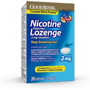 GoodSense Coated Ice Mint Nicotine Polacrilex Lozenges, 2 mg, Stop Smoking Aid, 20 Ct