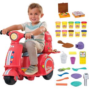 Play-Doh Pizza Delivery Scooter Playset, Large Ride-On Play Food Preschool Toys for Boys & Girls 3-5, Kids Arts & Crafts
